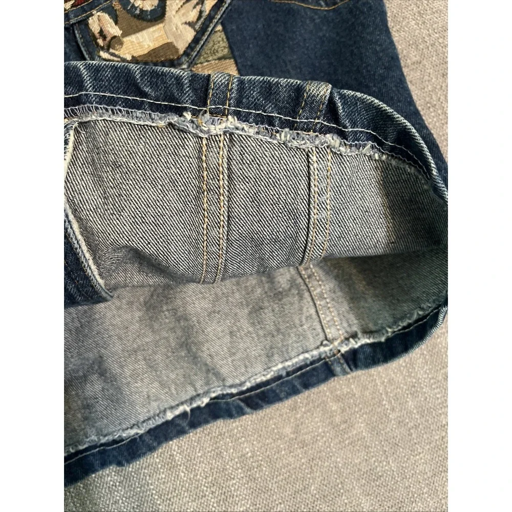 Vintage Denim Vest Women's XL Handmade In USA Baseball Themed Single Stitch 80's